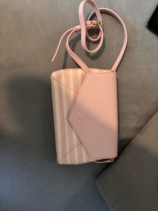 Handbags - Kate Spade Striped Pink Crossbody Shoulder Bag - Compact Women's Purse